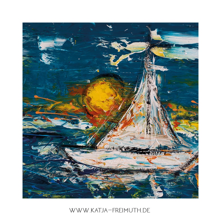 Katja Freimuth Post Boat alone on the wide ocean